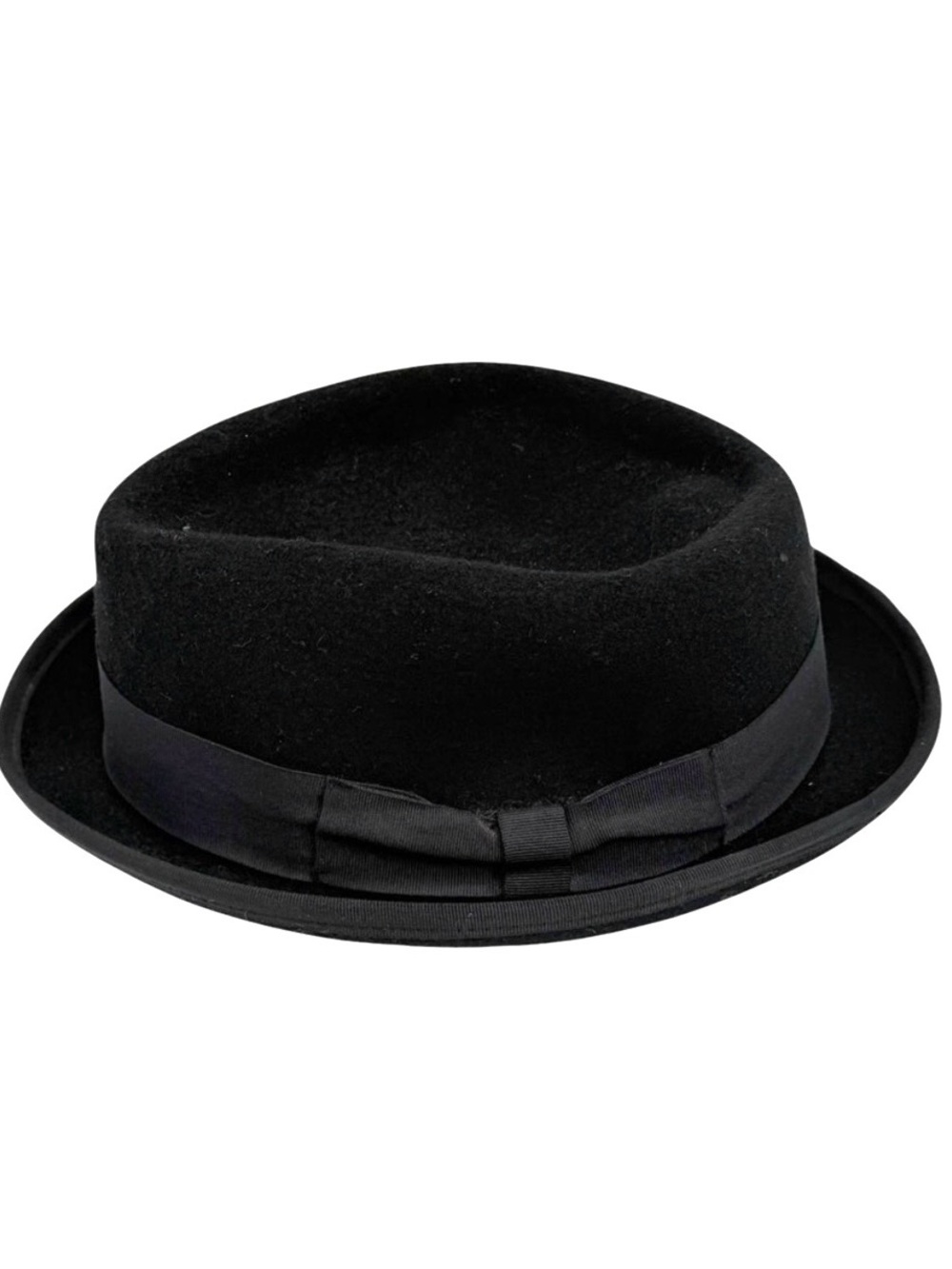 Bigalli pork pie wool felt black hat/water repellent size medium
